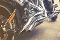 Vintage close up of motorcycle exhaust, Royalty Free Stock Photo