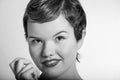 Vintage close up portrait of lovely young woman