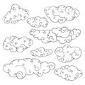 Vintage clouds set. Royalty Free Stock Photo