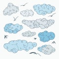 Vintage clouds set. Royalty Free Stock Photo