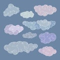 Vintage clouds set. Royalty Free Stock Photo