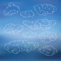 Vintage clouds set. Royalty Free Stock Photo