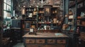 Vintage cluttered workshop interior Royalty Free Stock Photo