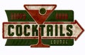 Vintage Cocktail Lounge Sign Happy Hour Cocktails Royalty Free Stock Photo