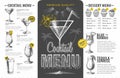 Vintage cocktail menu design. Beverages menu Royalty Free Stock Photo