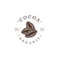 Vintage cocoa branch logo, cocoa bean, cocoa plant logo icon vector template