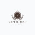 Vintage coffee bean and wheat grain vector illustration design. Simple coffee shop, cafe, bar, restaurant emblem logo design