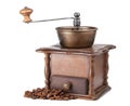 Vintage coffee grinder with coffee beans Royalty Free Stock Photo