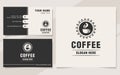 Vintage coffee logo template monogram style with business card