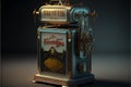 Vintage coffee machine on a dark background. 3d rendering.