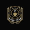 Vintage coffee shop cafe logo badge icon template Royalty Free Stock Photo