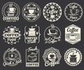 Vintage coffee shop and cafe logos, badges and labels