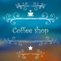 Vintage Coffee Shop card with monograms and lettering. Royalty Free Stock Photo