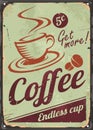 Vintage Coffee Sign On Old Metal Background
