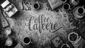 Vintage Coffee Typography with Rustic Background Royalty Free Stock Photo