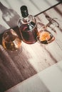 vintage cognac on the table with glasses Royalty Free Stock Photo