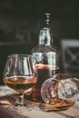 vintage cognac on the table with glasses Royalty Free Stock Photo