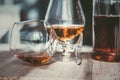 vintage cognac on the table with glasses Royalty Free Stock Photo