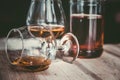 vintage cognac on the table with glasses Royalty Free Stock Photo