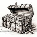 Vintage Coin Chest: Unique Clip Art for Impeccable Design