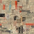 Vintage Collage of Assorted Newspaper Clippings and Abstract Patterns Royalty Free Stock Photo