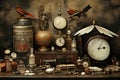 Vintage collage depicting antique objects