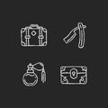 Vintage collection chalk white icons set on dark background