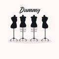 Vintage collection of female mannequins. Silhouettes figures. Vector illustration