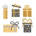 Vintage Collection of Five Gift Boxes on White Royalty Free Stock Photo