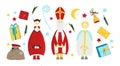 Vintage collection with st nicholas day stickers. Holiday greeting. Vector template collection. Vector design element. Celebration