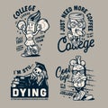 Vintage college funny characters emblems
