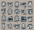 Vintage college monochrome labels set