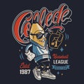 Vintage college sports funny character emblem