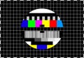 Vintage coloful TV test pattern screen, no signal found abstract design