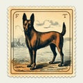 Vintage Color Engraving Of Isolated Old Print Stamp Kelpie