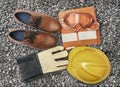Vintage color of Personal Protection Equipment on Granite gravel
