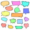 Vintage colored bubble messages. Cloud collection. Vector illustration.