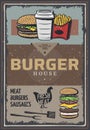 Vintage Colored Burger House Poster