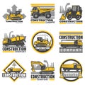 Vintage Colored Construction Vehicles Emblems Set Royalty Free Stock Photo