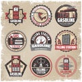 Vintage Colored Filling Station Labels Set Royalty Free Stock Photo