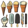 Vintage Colored Ice Creams Set