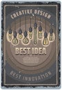 Vintage Colored Light Bulbs Poster