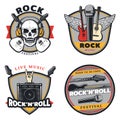 Vintage Colored Rock Music Emblems Set Royalty Free Stock Photo