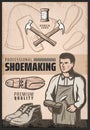 Vintage Colored Shoemaking Poster Royalty Free Stock Photo