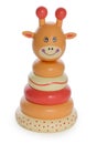 Vintage colored wooden toy. Round pyramid giraffe for children Royalty Free Stock Photo