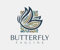 Vintage colorful abstract butterfly logo design vector. Line beauty logo brand. Royalty Free Stock Photo