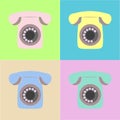 Vintage Colorful Background with Retro Telephones