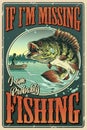 Vintage colorful fishing poster Royalty Free Stock Photo