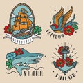 Vintage colorful marine labels