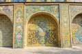 Vintage colorful mosaic ceramic tile wall of the royal Golestan Palace in Tehran, Iran, which is a UNESCO World Heritage site Royalty Free Stock Photo